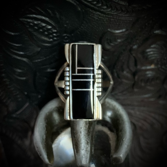 Vintage Jewelry - Vintage A Yazzie Navajo Onyx Sterling Silver Ring